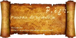 Paschka Ábrahám névjegykártya